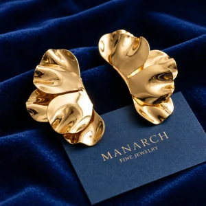 Manarch Draped Floral Stud Earrings