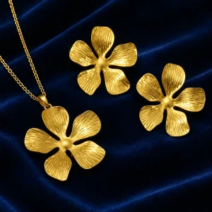 Gold Plated Flower Necklace Set
